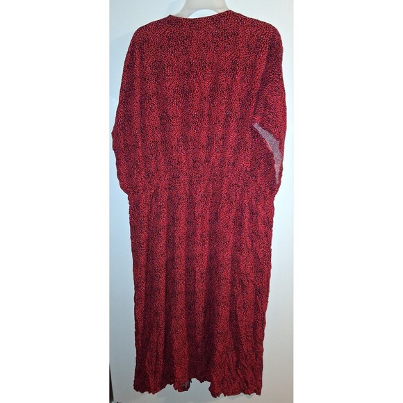 Studio Untold Red Leopard Short Sleeve V-neck Long Dress Sz 24/26 - Picture 3 of 3